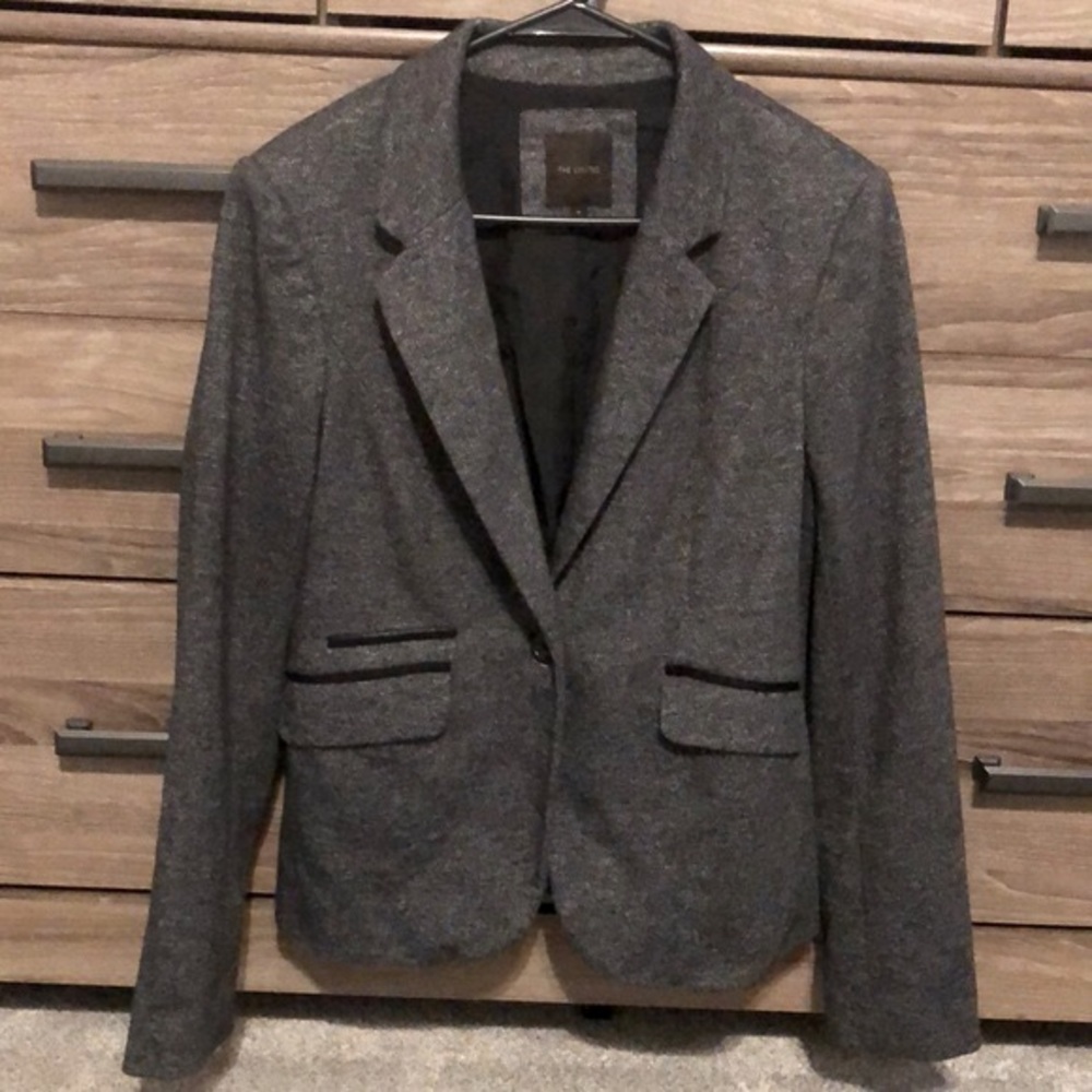 The Limited grey blazer w/black pocket trim